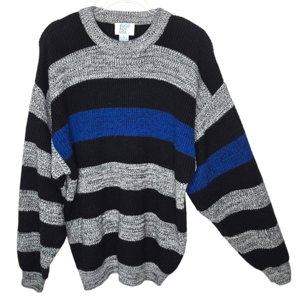 Bugle Boy Vintage Striped Grandpa Sweater Size Large Skater Bloke Grunge 80s 90s